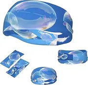 FJWSLCH bubbles blue sky Headbands for Women Men Non Slip Workout Sweatbands Adjustable Sports Hair Bands Elastic Head Bands Moisture Wicking Hairband for Running, Cycling, Yoga, Spa