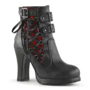 Demonia CRYPTO-51 Gothic Goth Victorian Steampunk Block Heel Lace Ankle Boots