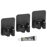3 Pcs 304 Stainless Steel Broom Holder Wall Mount Mop Hangers Black