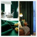 Premium Eyelet Curtain Thick Velvet Room Darkening 80% Blockout Peacock Green