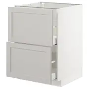 METOD base cb 2 fronts/2 high drawers, white Maximera/Lerhyttan light grey, 60x60x80 cm