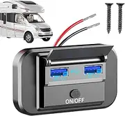 12 Volt USB Outlet,2 Ports USB Charger Socket Waterproof Motorcycle Charger DC 12-24V - 66W High-Speed RV Phone Outlet for Marine Boat Bus ATV Truck Golf Cart