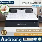 Audreamy Mattress 34cm Natural Latex Foam Euro Top 9-Zone Pocket Spring Queen