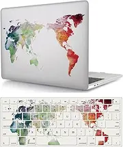 Laptop Cover Case Compatible with MacBook Pro 14 inch case Model M1 A2442/A2779 M2 Pro/Max Chip Released in 2021/2023 with Touch ID, Protective Hard Shell Case & Keyboard Cover, Colorful map