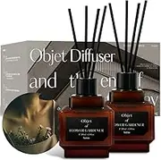hetras Objet Diffuser Gift Set 6.7 fl.oz. 2 Pack | Flower Gardener | Long-Lasting Scented Room Fresheners with 8 Reed Sticks for Home Fragrance Bedroom Bathroom Shelf Décor