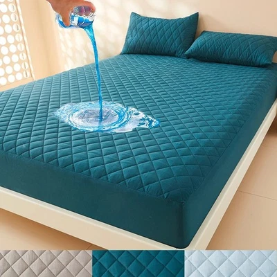 EXTRA DEEP QUILTED WATERPROOF MATRESS MATTRESS PROTECTOR FITTED BED COVER 6 SIZE