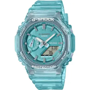 【CASIO 卡西歐】G-SHOCK 女錶 八角農家橡樹 半透明雙顯手錶-藍(GMA-S2100SK-2A)