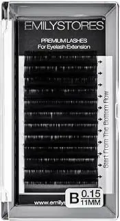 EMILYSTORES Eyelash Extensions 0.15mm Thickness B Curl Length 11mm Silk Mink Fake Eye Lashes In One Tray