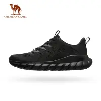 在飛比找蝦皮商城優惠-American CAMEL 男士運動跑鞋輕便休閒軟底黑色登