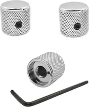 Guyker 3Pcs Guitar Control Knobs for 1/4"(6.4mm) Dia. Shaft Pots - Dome Potentiometer Knob Compatible with Fender Telecaster Tele Style Electric Guitar or Precision Bass (Chrome)