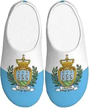 [EdWal] Flag of San Marino print Winter Warm Slippers Indoor Anti-skid Plush Slippers Relaxing at Home for Women Men