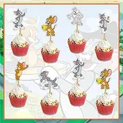 Tom & Jerry cupcake toppers, cartoon-themed party picks, customizable cupcake decorations, kids birthday toppers, baby shower cake decorations