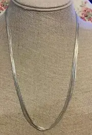 Native American Liquid Silver 5 Strand Necklace Rising Sun 24” Hook Clasp