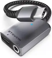 Stouchi 2-in-1 USB C to 3.5mm Headphone Charge Adapter AUX Mic 1 1 Pack, Grey