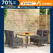 5 Piece Garden Dining Set Poly Rattan Grey Outdoor Furniture Patio Table C 58503