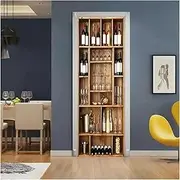 Door Stickers Wine Cabinet 3D Door Stickers DIY Wall Decals Bedroom Door Decoration Mural Wallpaper Waterproof PVC Sticker Home Decor