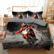 Red Dirt Bike Motorcycle Racing Quilt Doona Duvet Cover Pillow Case Set