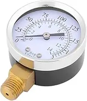 Baxnore 0 to 200 Psi Pressure Meter, 1/4 NPT Brass Thread Manometer, 52mm Dial Plate Pressure Meter with Double Scales, Pressure Measuring Tool for Air Compressor