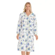 Floral Print Snap Front Long-Sleeve Flannel Robe with Pockets