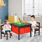 2-in-1 Kids Activity Table & 2 Chairs Set w/Storage Building Block Table
