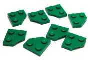 Lego - Lot of 8 - Green, Wedge Plate 2 x 2 Cut Corner