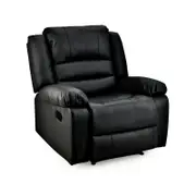 FORTIA Luxury Recliner Lounge Chair, Single Faux Leather Armchair, for Home Theatre Cinema, Elderly, Black