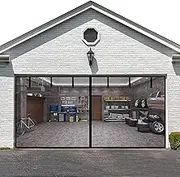 LIAMST Garage Door Screen for 18x7FT ，2 Car Garage Doors- Reinforced Fiberglass Door Screen,Stronger High Energy Magnets ， Magnetic Screen Door…