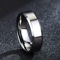 在飛比找ETMall東森購物網優惠-鏡面黑色鎢金單身男個性戒指