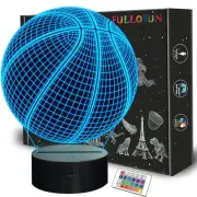 Basket Ball 3D Night Light for Kids, FULLOSUN Basket Optical Illusion LED Lamp