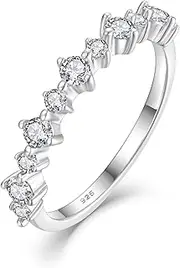 [CARICY] 925 Sterling Silver Eternity Ring for Women Cubic Zirconia Half Eternity Stackable Wedding Bands Anniversary Chrismas Day Size 5-10