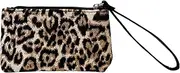 [Signare] Tapestry Squirrel Pattern Wristlet Clutch, Brown with Black Leather Strap (Leopard Print, WRIS-LEOPARD), Leopard Print