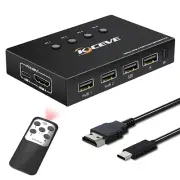 KVM HDMI Switch, USB Switcher 4 in 1 Out for 4 Computers Share 4 USB Devices and