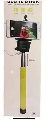 Gems Selfie Stick Telescoping Handle with Shutter Button New In Box ~Lime Green
