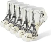 [LPSADGF] Travel Paris Socks Low Cut Ankle Sock Athletic Running Low Cut Socks Thin Soft Ankle Socks Unisex, White
