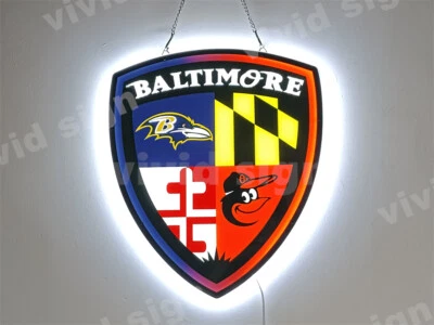 Baltimore Orioles Ravens 3D LED 16"x14" Neon Sign Lamp Light Bright Bar Decor A