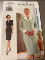 Vogue Pattern 9195 Ms VOGUE WOMAN Semi-Fit Dress w/Seam Detail~Sleeve Opts 6-10