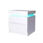 Bedside Tables White Drawers Rgb Led Storage Cabinet High Gloss