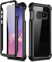 Dexnor Compatible with Samsung Galaxy S10e Case [Ultra Hybrid] 360 with Screen Protection Full-Body Soft Silicone Bumper Anti-Scratch Clear Ultra-Thin Back Panel for Samsung Galaxy S10e - Black