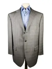 Luigi Bianchi Suit 44R Grey Glen Plaid 3-button Wool VBC