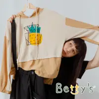 在飛比找momo購物網優惠-【betty’s 貝蒂思】鳳梨印花拼布連帽T-shirt(卡