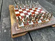 Historical Chess Set - Pearl Chessboard - War Chess Pieces - Handmade Chess Game