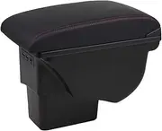 Car Center Console Armrest Box Storage Box With USB Port No Punching (Red Line) Compatible For Kia Soul 2006-2017