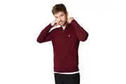 Burton Mens Rich Cotton Quarter Zip Jumper (Burgundy) - UTBW1381