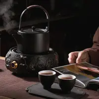 在飛比找ETMall東森購物網優惠-燒水壺電陶爐煮茶套裝家用煮茶壺煮茶器茶爐陶瓷電茶壺泡茶提梁壺