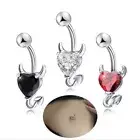 1 Pcs Navel Belly Button Ring Glitter Love Heart Decor Piercing Jewelry Nave-/b