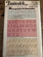 BUTTERICK #5739 - 1" & 2" ALPHABET MONOGRAM EMBROIDERY TRANSFER PATTERN FF