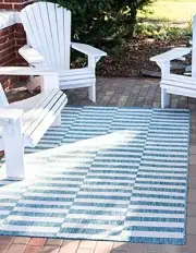 Outdoor Collection Area Rug 6' 1" x 9' Rectangle Rectangular Light Aqua/Ivory