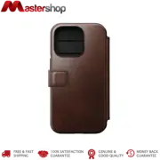Nomad Modern Horween Leather Folio Case iPhone 15 Pro Max - Brown