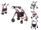 Lightweight 6 Wheeled Rollator Folding Walking Frame Walker Metal &Seat Backrest