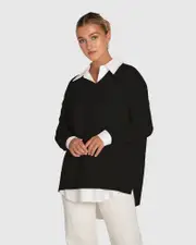 [Belle & Bloom] Wonder Of You Cashmere Blend Oversized Jumper - Black